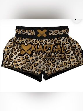 NWT Muay Thai Shorts - Gold/Black Leopard XMARTIAL Boxing